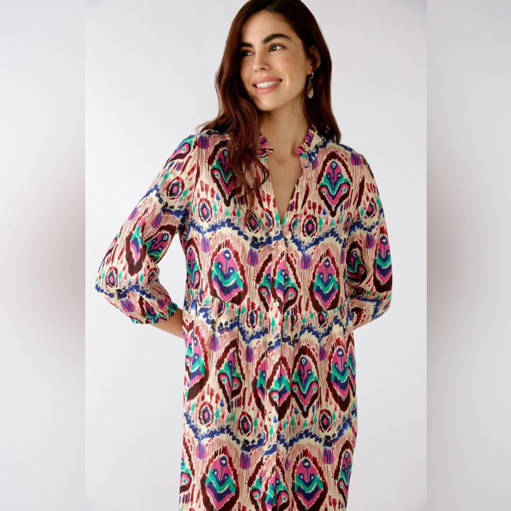 Oui Linen Dress in Pink Rose
